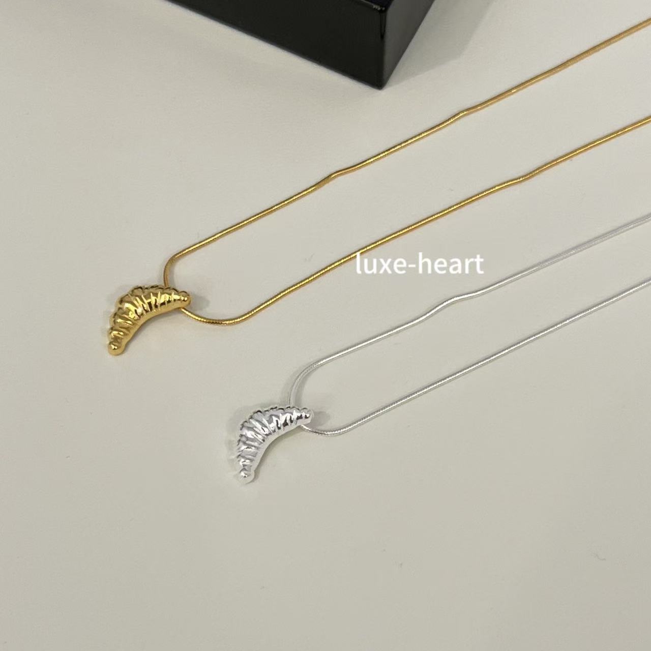 S925 Sterling Silver Croissant Necklace | French Breakfast Inspired Jewelry | Dainty Layering Chain for Women