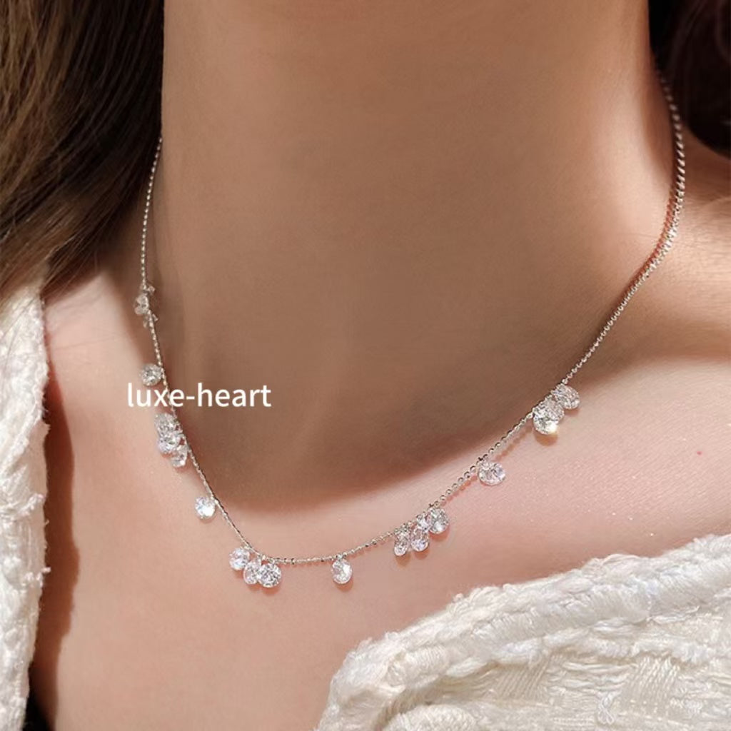 S925 Silver Starry Sky Teardrop Necklace | Unique Irregular Pendant | Light Luxury Women's Necklace | Birthday Gift for Her & Best Friend
