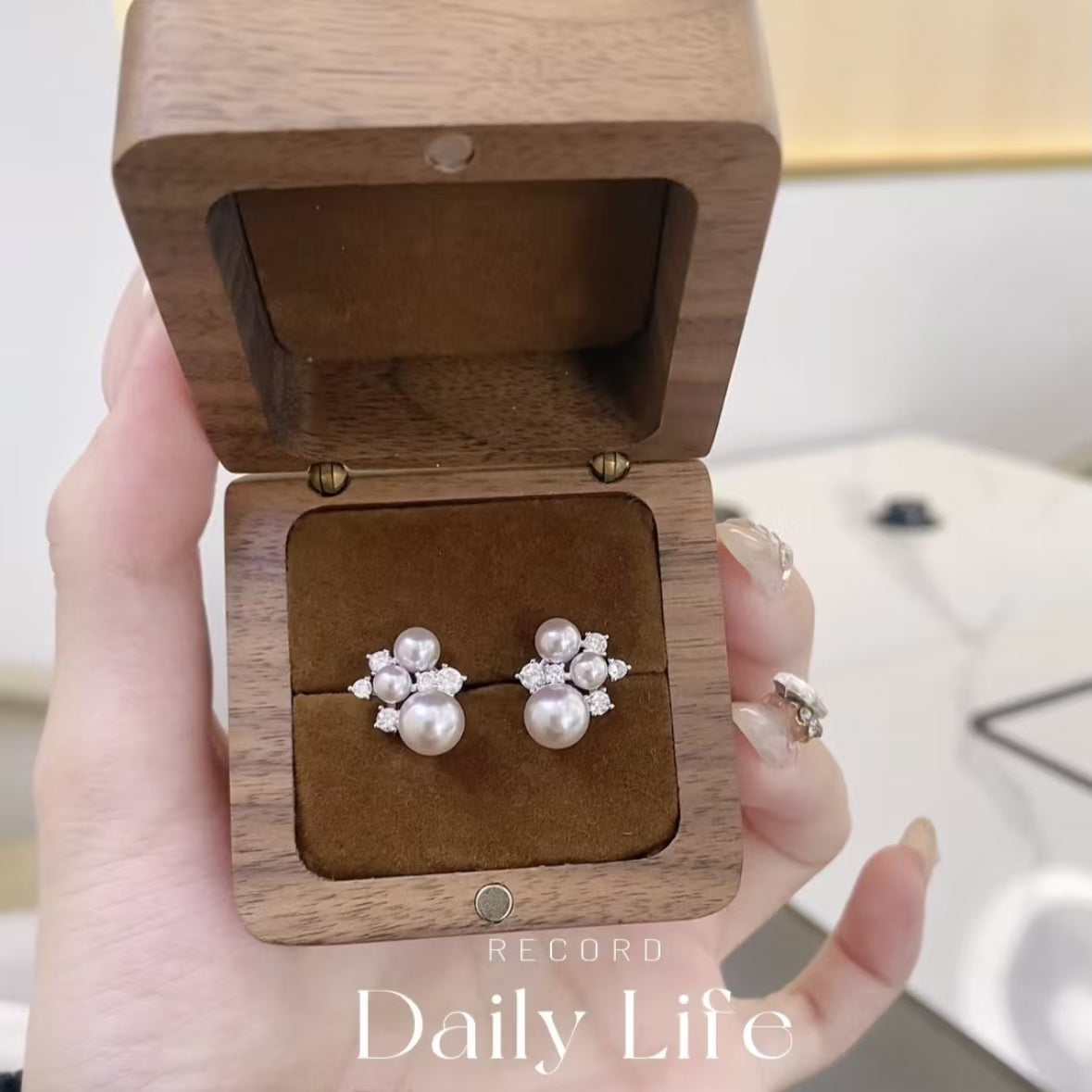 S925 silver gentle whitening manta rose color pearl zircon earrings