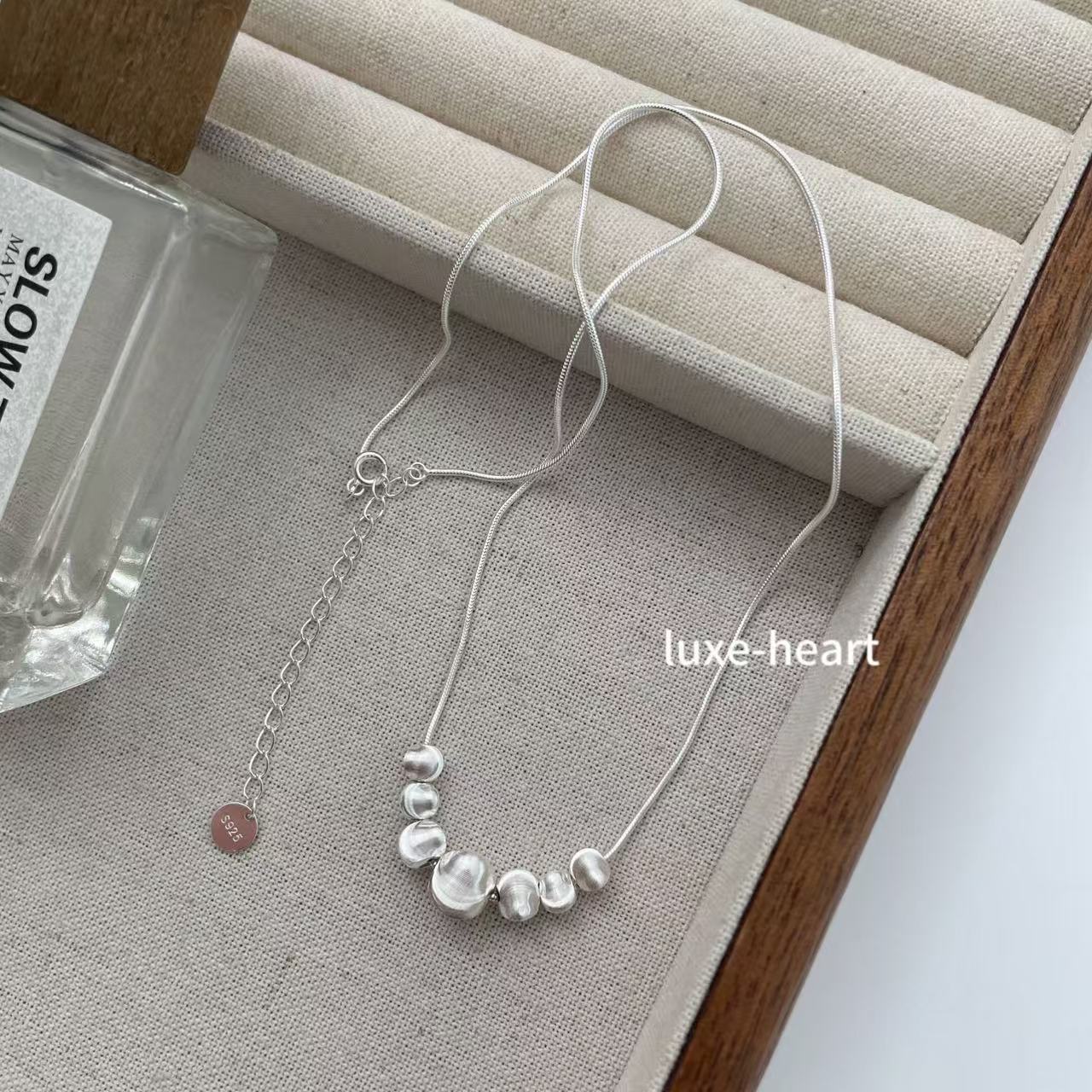 S925 Silver Personalized Frosted Cat Eye Beads Light Luxury Necklace for Women