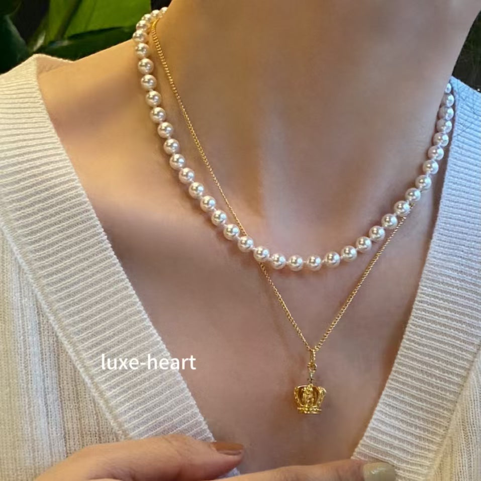 Crown Sweater Chain with Heart Pendant | Adjustable S925 Sterling Silver Collarbone Necklace | Dainty Gift for Her
