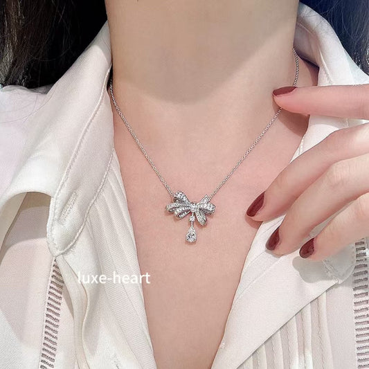 New S925 silver bow fashion necklace for women