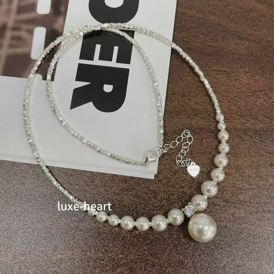 Light luxury high-grade silver Shijia pearl necklace/clavicle necklace for women