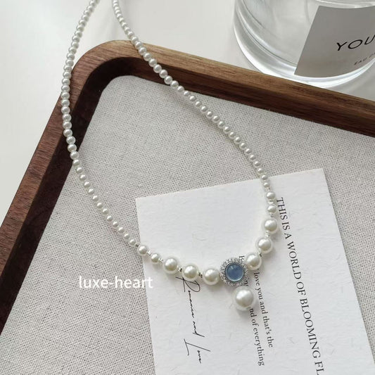 Mermaid's Tale of Mercury S925 Silver Shijia Pearl Aquamarine Necklace
