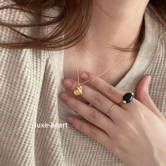 Korean Blogger Same S925 Sterling Silver  Heart Necklace | Minimalist Gold Plated Collarbone Chain | Dainty Fashion Jewelry