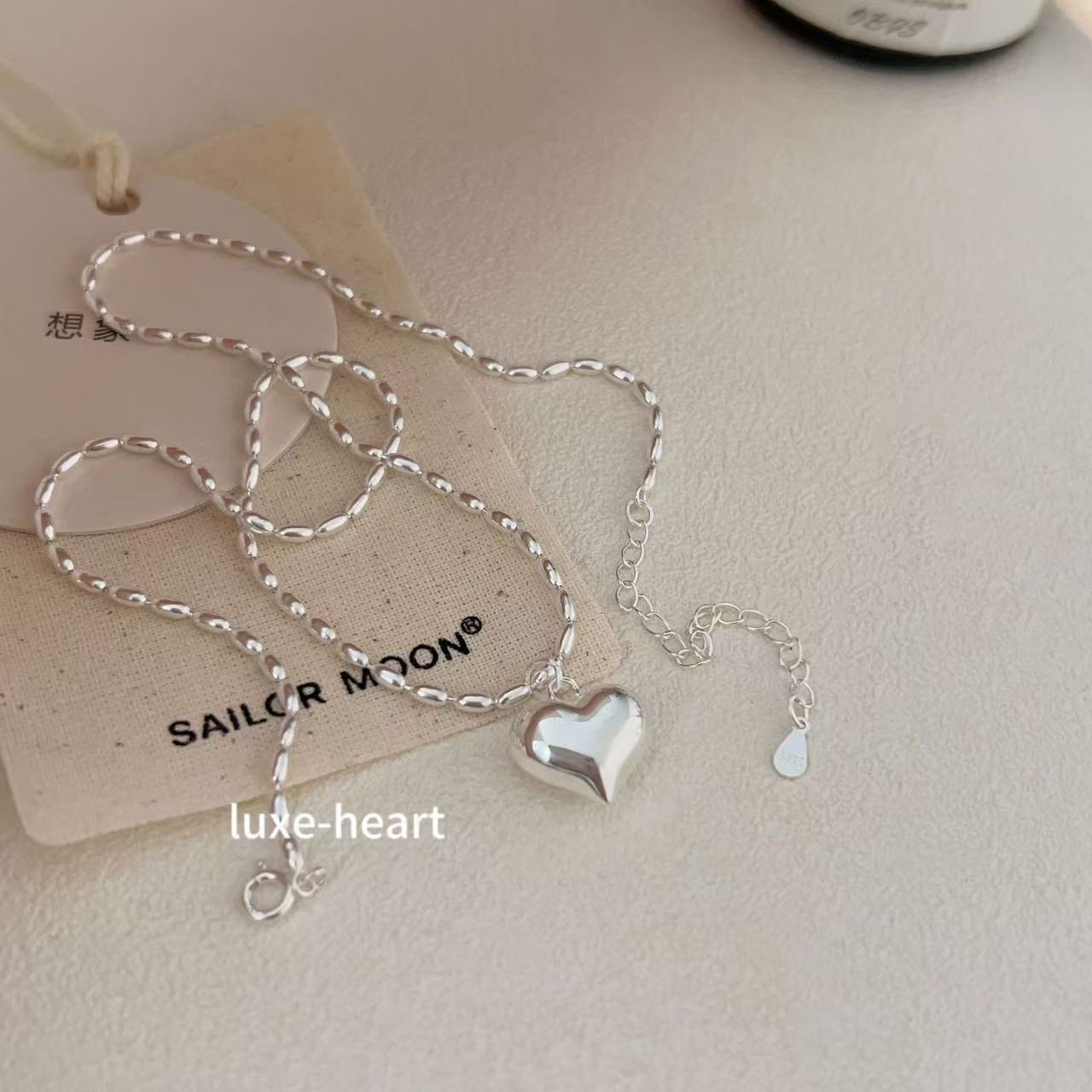 Korean version of S925 silver ins style cool forest style all-match love necklace