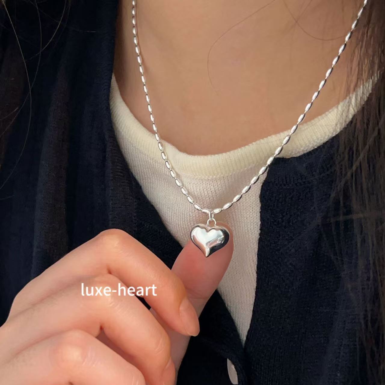 Korean version of S925 silver ins style cool forest style all-match love necklace