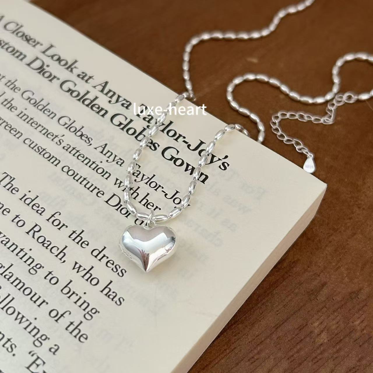 Korean version of S925 silver ins style cool forest style all-match love necklace