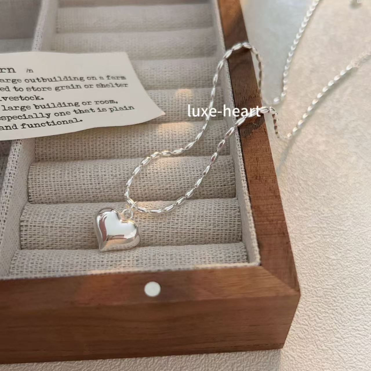 Korean version of S925 silver ins style cool forest style all-match love necklace