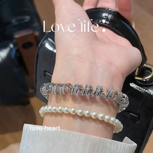 Cold Style Niche Design Telephone Line Bracelet - Super Flash Micro Inlaid Zircon Jewelry for Women