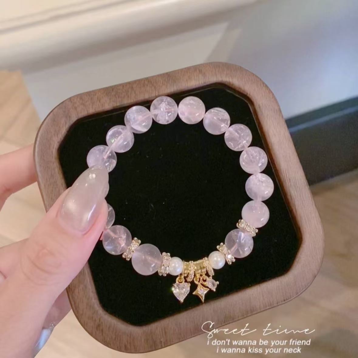 Natural Rose Quartz Bracelet for Women and Girls - Light Luxury Jewelry Gifts
