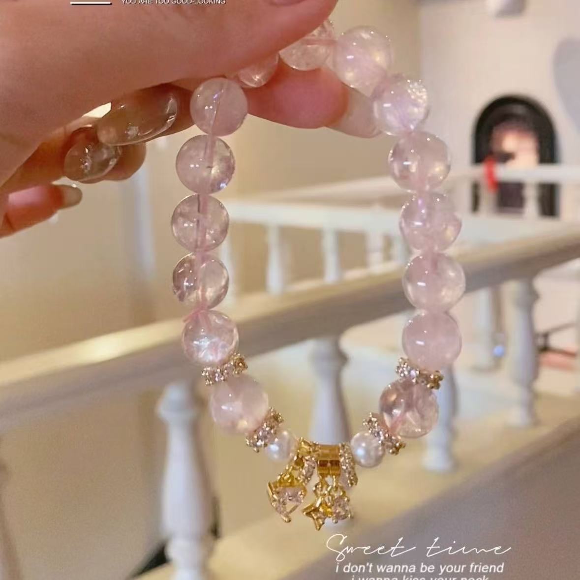 Natural Rose Quartz Bracelet for Women and Girls - Light Luxury Jewelry Gifts