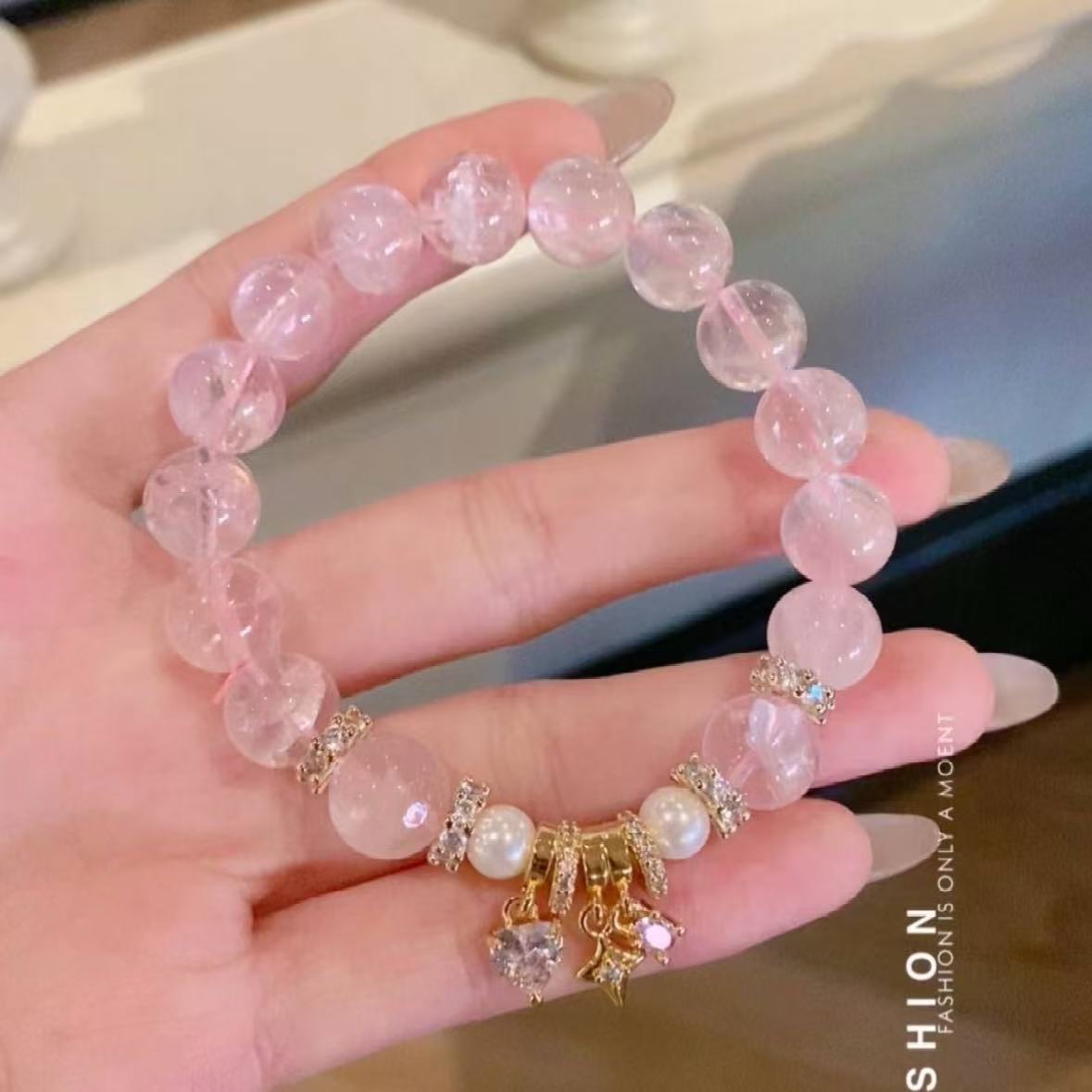 Natural Rose Quartz Bracelet for Women and Girls - Light Luxury Jewelry Gifts
