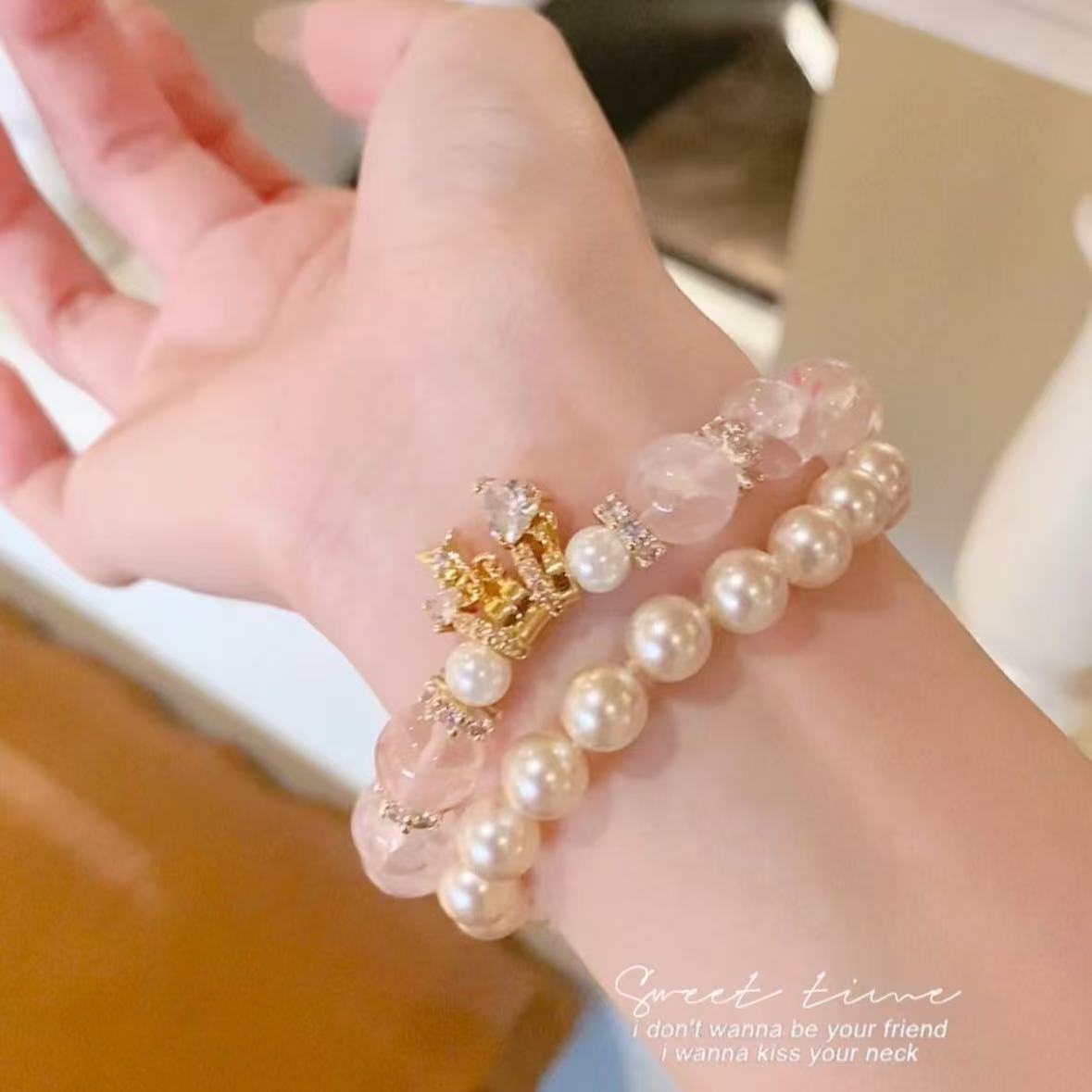 Natural Rose Quartz Bracelet for Women and Girls - Light Luxury Jewelry Gifts