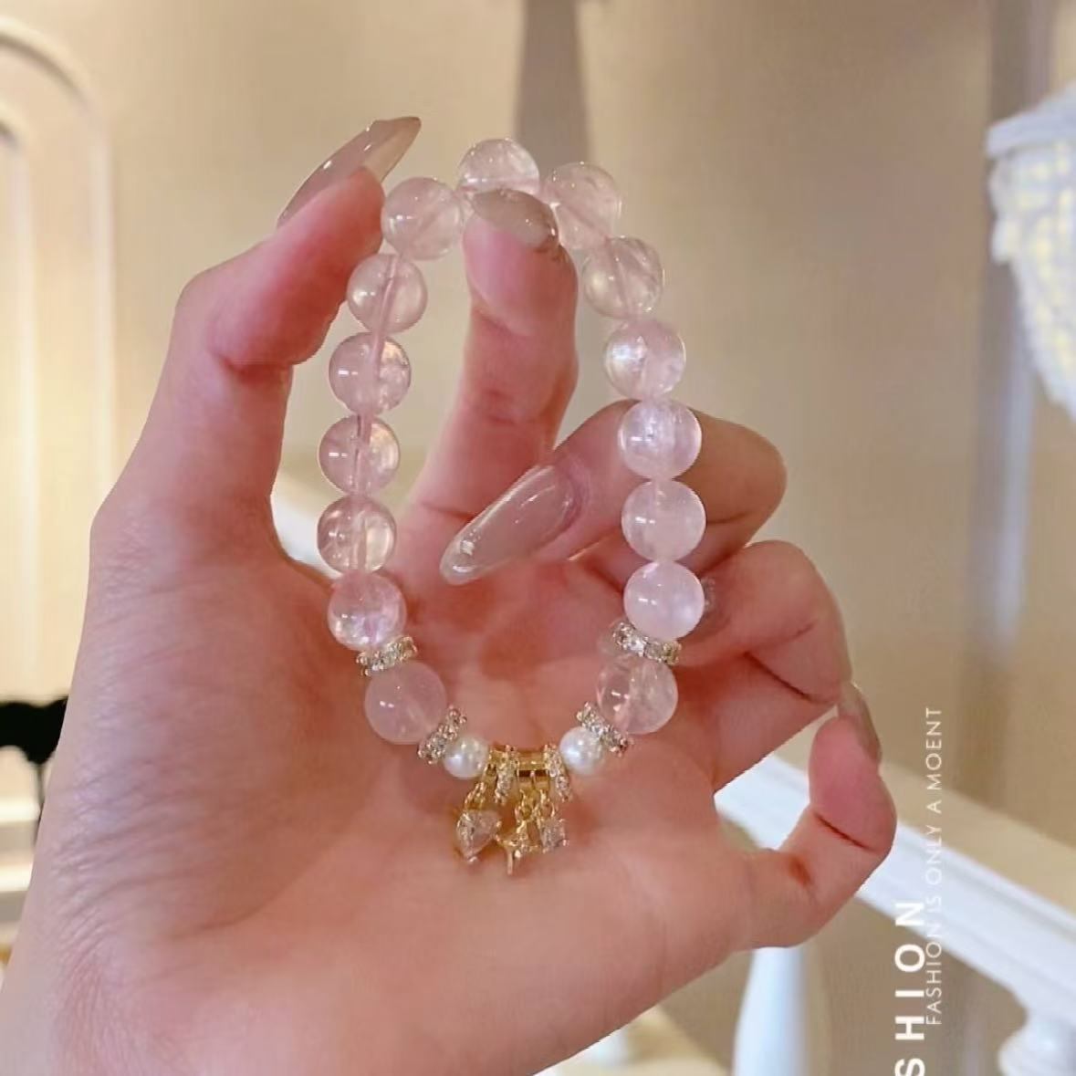 Natural Rose Quartz Bracelet for Women and Girls - Light Luxury Jewelry Gifts